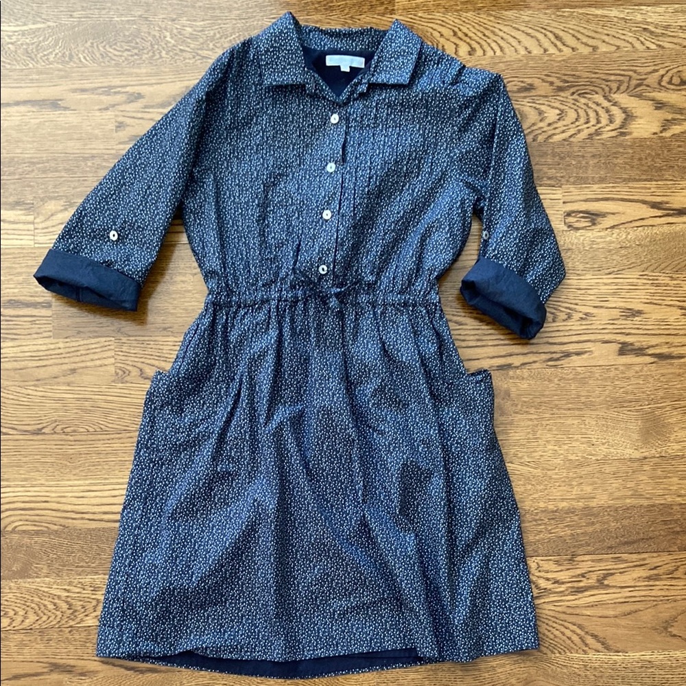 Elephantito Blue Patterned Button-Up Dress, size 10